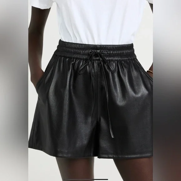 Good American black better than leather high waisted elastic shorts - Picture 2 of 6
